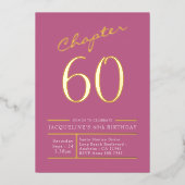 60 Roze 60e verjaardag Gold Folie Uitnodiging (Voorkant)