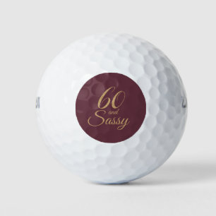 60 Sassy Burgundy Gold Glitter 60th Birthday Gift Golfballen
