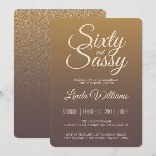 60 Sassy Gold Burgundy Ombre 60th Birthday Party Kaart