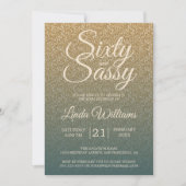 60 Sassy Gold Emerald Ombre 60e verjaardagsfeest Kaart (Voorkant)