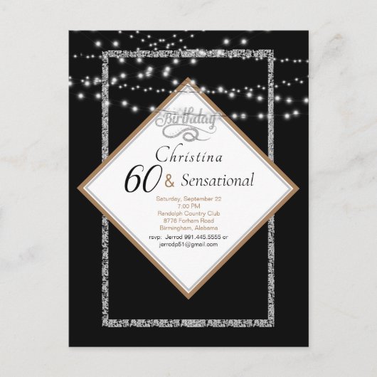 60 & Sensationele LIghts Birthday Party Invitation Briefkaart (Voorkant)