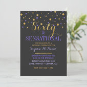 60 & Sensationele Paarse & Gouden Confetti Stippen Kaart (Staand voorkant)
