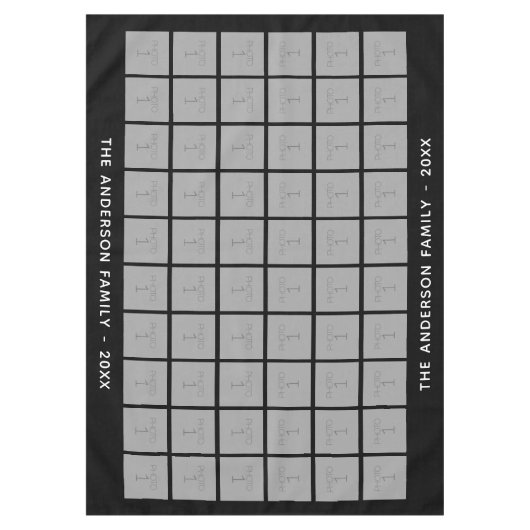 60 Square Photo Collage met eenvoudige tekst - zwa Tafelkleed (Voorkant)