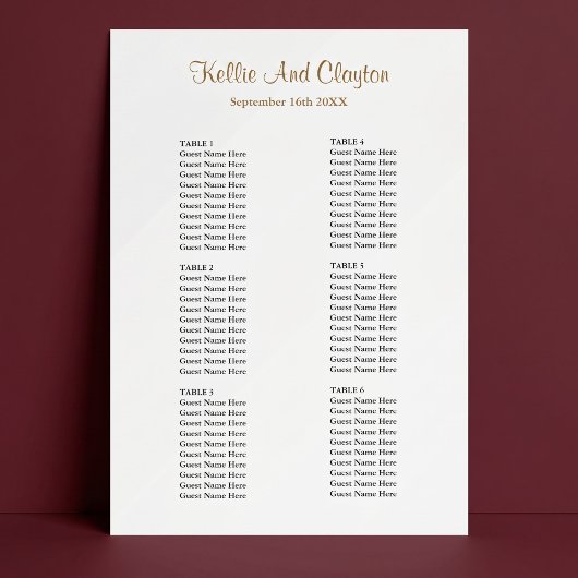 60 Tableau de Disposition de Mariage Simple