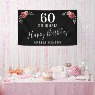 60 wat Red Rose Floral 60th Birthday Party Spandoek