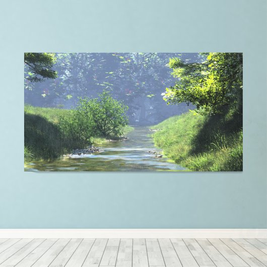 60" x 40" Canvas Art with "Babbling Brook" image (Insitu (Houten vloer))