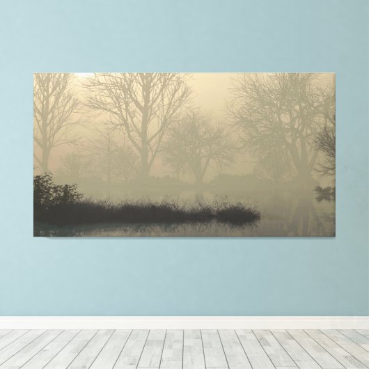 60" x 40" Canvas Art with "Foggy Dawn" image (Insitu (Houten vloer))