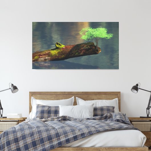60" x 40" Canvas Art with "Rebirth (Green)" image (Insitu (Slaapkamer))