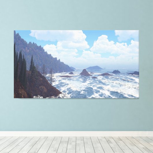 60" x 40" Canvas Art with "Rocky Coast" image (Insitu (Houten vloer))
