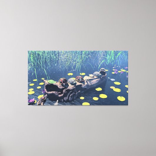 60" x 40" Canvas Art with "Turtles on a Log" image (Voorkant)