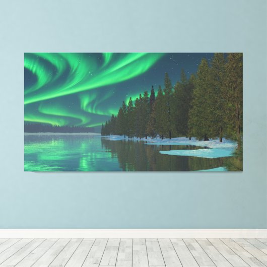 60" x 40" Canvas Art with "Winter Lights" image (Insitu (Houten vloer))