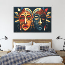 60" x 40" Twin Avatar Illustratie Canvas Muurkunst