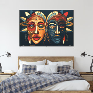 60" x 40" Twin Avatar Illustratie Canvas Muurkunst Afdruk