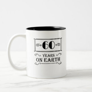 60 years on earth tweekleurige koffiemok