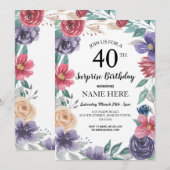 60e 50e 40e 30e verjaardagsfeest Bloemen Uitnodige Kaart (Voorkant / Achterkant)