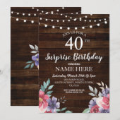 60e 50e fête d'anniversaire Bois Floral Invitation (Devant / Derrière)