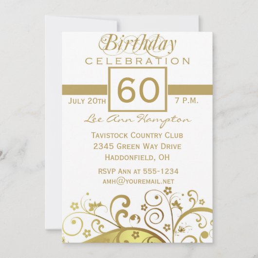 60e - 69e anniversaire Invitations (Devant)