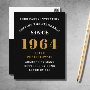 60e Anniversaire 1964 Invitation Noir Or