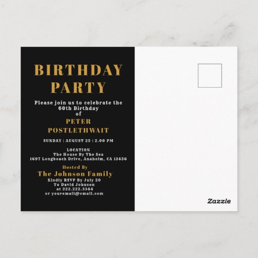 60e Anniversaire 1964 Invitation Noir Or (Dos)