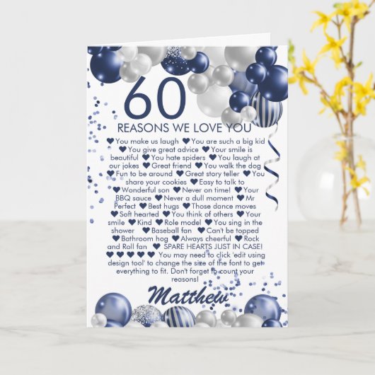 60e anniversaire 60 raisons Nous vous aimons Carte (Fleur jaune)