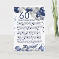 60e anniversaire 60 raisons Nous vous aimons Carte