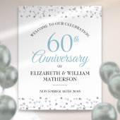 60e Anniversaire Amour Coeurs Confetti Affiche de 