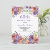 60e anniversaire Aquarelle Invitation florale (Debout devant)
