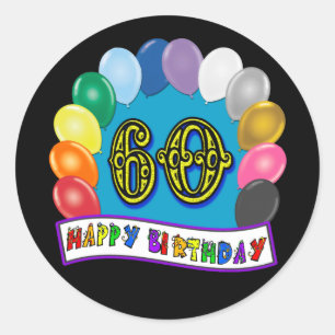 60e Anniversaire Ballons joyeux Sticker Anniversai