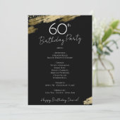 60e anniversaire Black and Gold Menu Invitation (Debout devant)