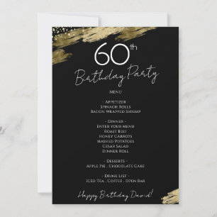 60e anniversaire Black and Gold Menu Invitation