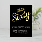 60e anniversaire Black Gold Foil Invitation (Debout devant)