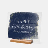 60e Anniversaire Bleu Or Aquarelle claire (Angle)