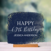 60e Anniversaire Bleu Or Aquarelle claire (Neutre)