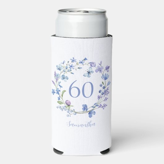 60e anniversaire Blue Floral Nom Glacière (Seltzer Verso)