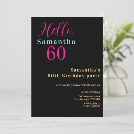 60e anniversaire Bright Colours Party Invitation (Debout devant)