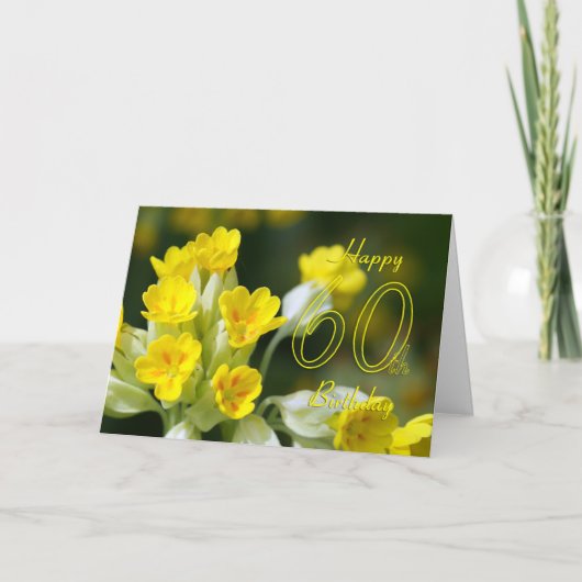 60e anniversaire carte avec jolie fleur, carte flo (Devant)