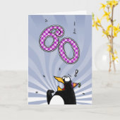 60e anniversaire - Carte de surprise de pingouin (Fleur jaune)