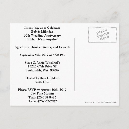 60e Anniversaire Carte postale Commande spéciale (Dos)