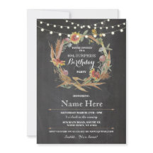 60e Anniversaire Chalk wreath Floral Invitation