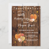 60e anniversaire Citrouille Rustic Wood Invitation (Devant)