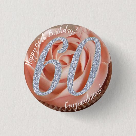 60e Anniversaire Cupcake 3 Cm Round Badge (Devant)