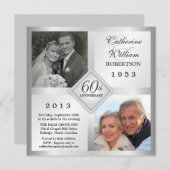 60e anniversaire de diamant d'argent Invitations p (Devant / Derrière)