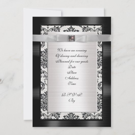 60e anniversaire de fête invitation damas formel (Dos)