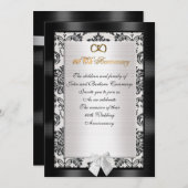 60e anniversaire de fête invitation damas formel (Devant / Derrière)