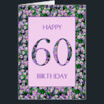 60e anniversaire de marées violettes<br><div class="desc">60e carte d'anniversaire pour une femme qui aime les fleurs. Une élégante carte d'anniversaire avec un arrière - plan de fleurs marguerites violettes. C'est la carte parfaite pour une fille qui aime n'importe quoi de fleuri ou de violet !</div>