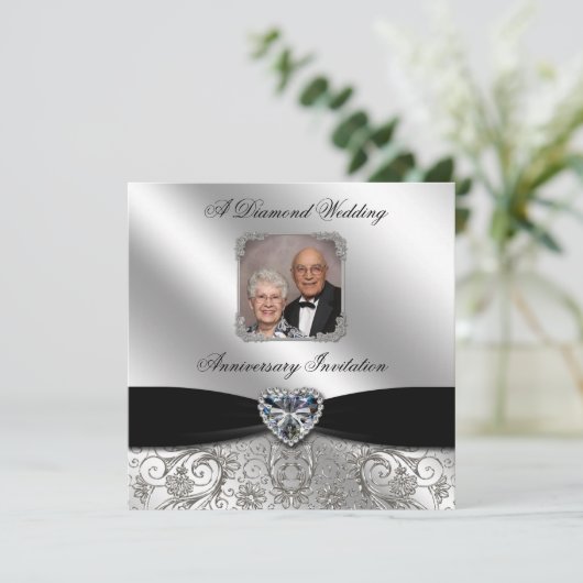 60e anniversaire de mariage Invitation photo 13,3x (Debout devant)