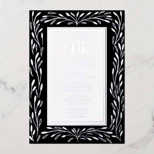 60e anniversaire de Mariage Invitations Noir (Recto)