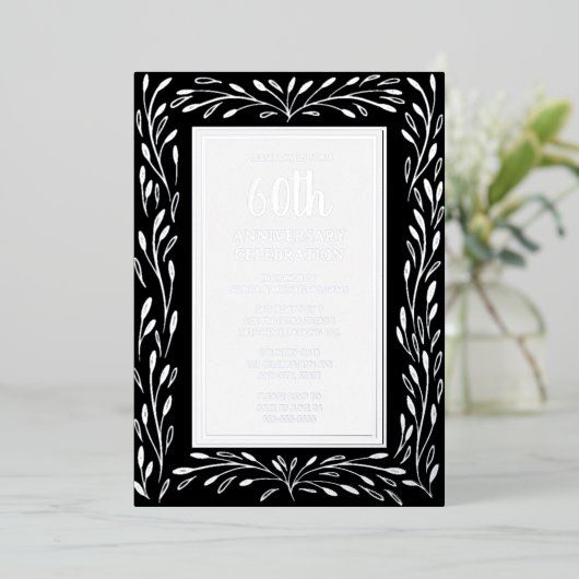 60e anniversaire de Mariage Invitations Noir (Debout devant)