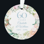 60e anniversaire du diamant Photo Roses Garland<br><div class="desc">Doté d'une délicate guirlande florale d'aquarelle,  ce garde-anniversaire botanique chic du 60e mariage peut être personnalisé avec vos informations spéciales d'anniversaire dans un texte élégant et votre photo au verso. Conçu par Thisisnotme©</div>