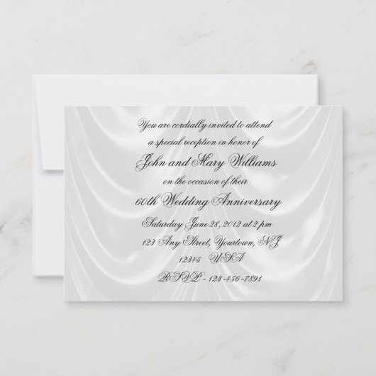 60e anniversaire du Mariage Carte d'invitation RSV (Dos)